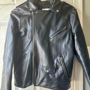 Zara Kids black faux leather biker jacket